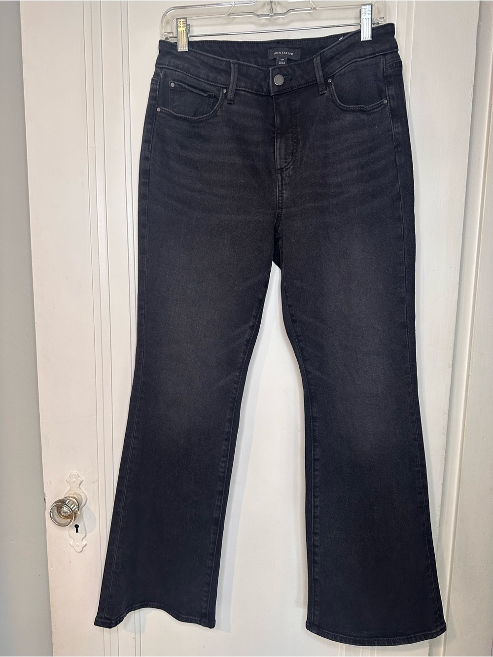 Ann Taylor The Boot Black Flared Mid Rise Curvy Fit Jeans